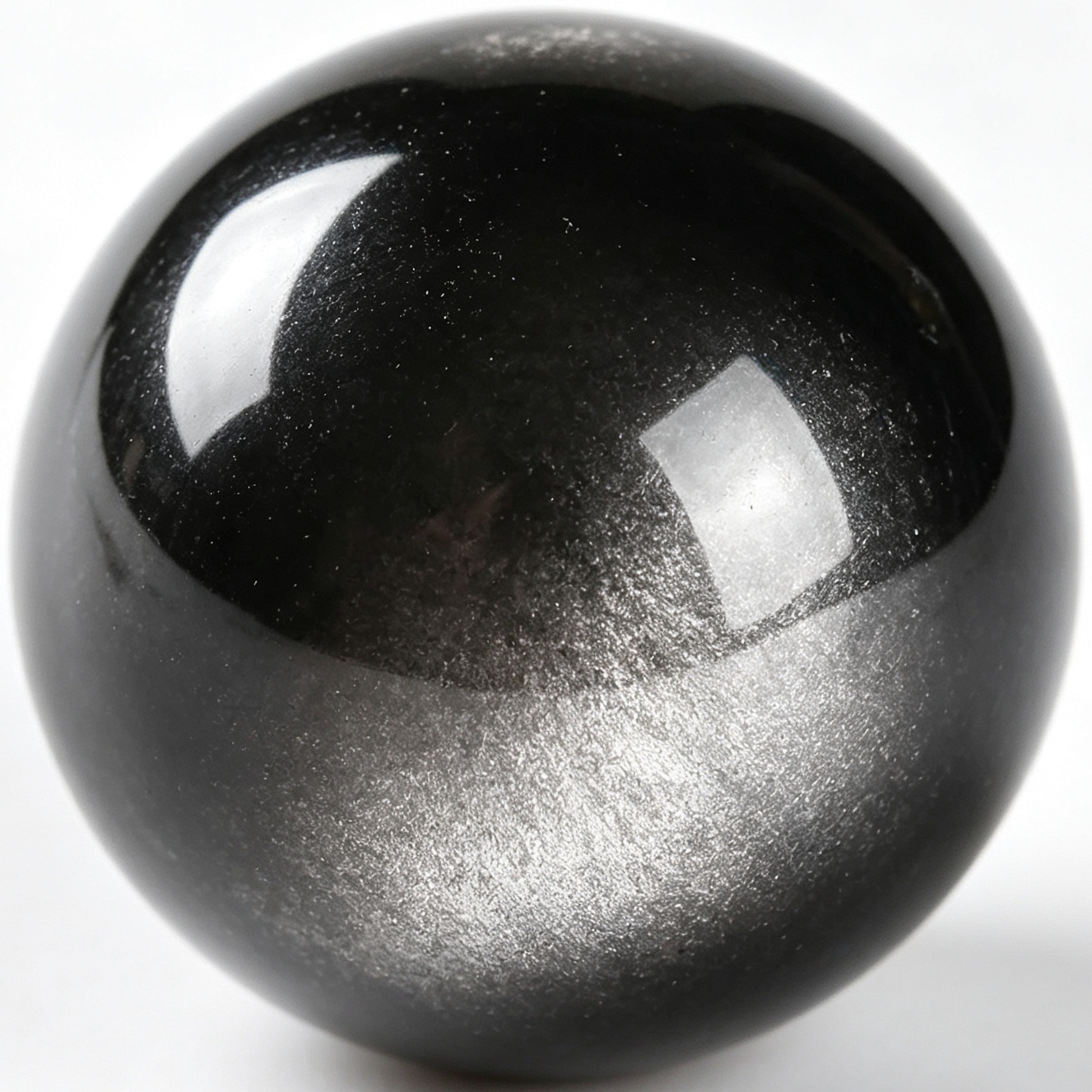 Silver Obsidian Round Beads