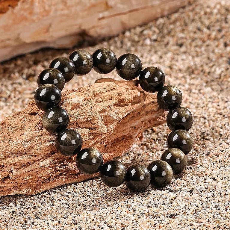 Cat’s Eye Silver Obsidian Bracelet