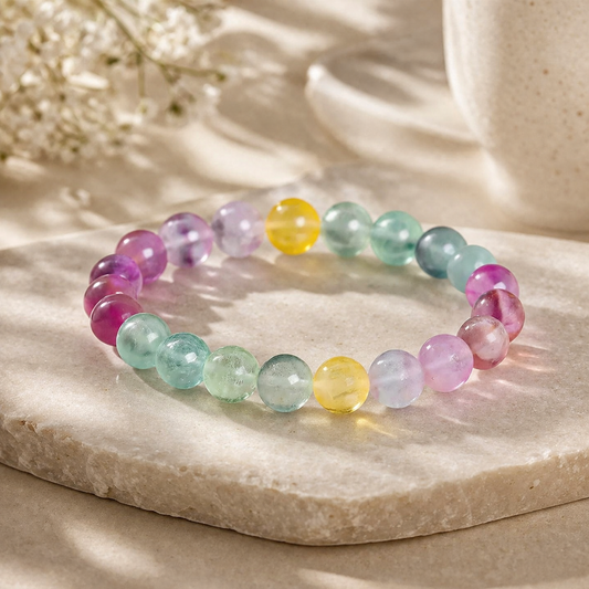 Colorful Rabbit Hair Fluorite Bracelet