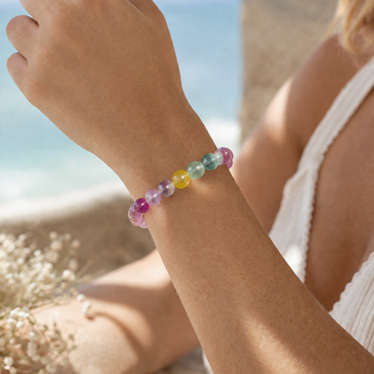 Colorful Rabbit Hair Fluorite Bracelet