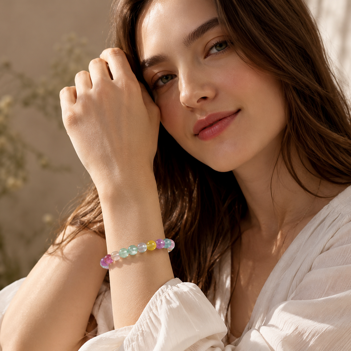 Colorful Rabbit Hair Fluorite Bracelet