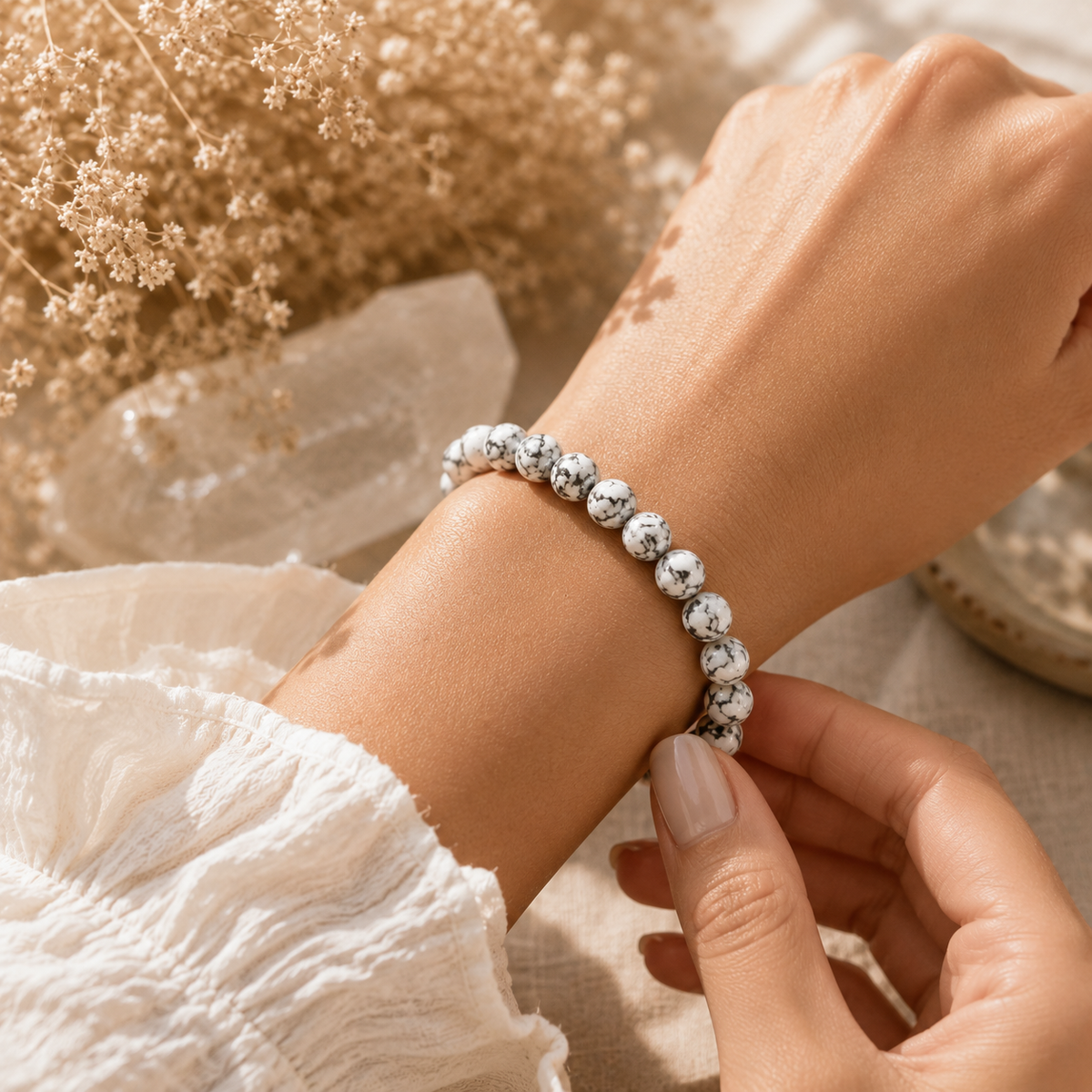 Marble Texture White Crystal Bracelet