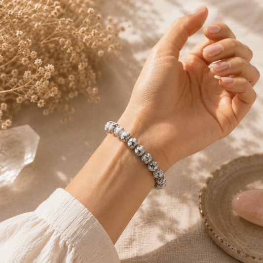 Marble Texture White Crystal Bracelet