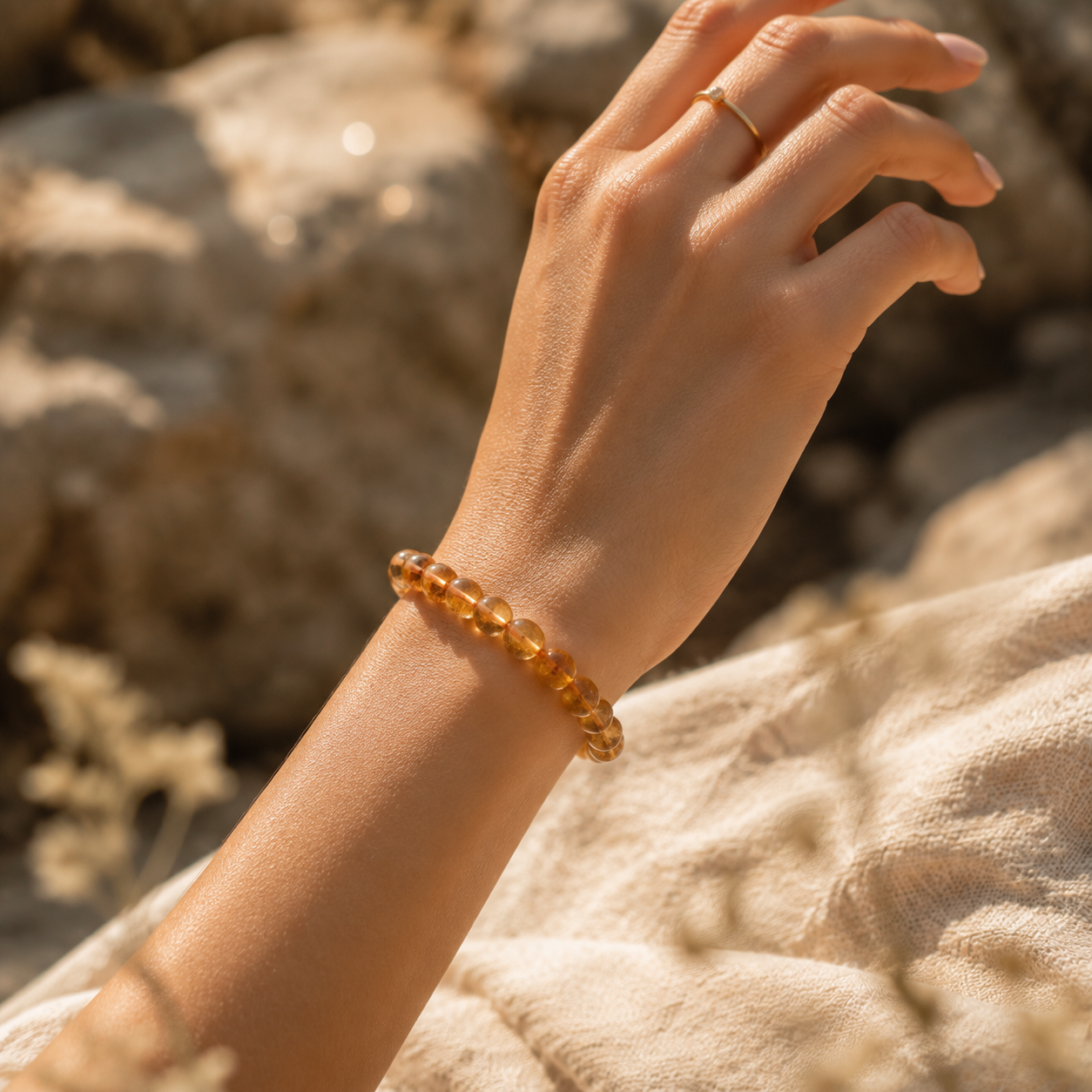 Yellow Golden Rutilated Quartz Bracelet