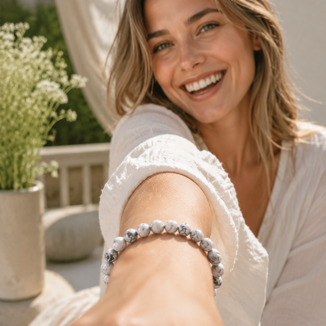 Marble Texture White Crystal Bracelet