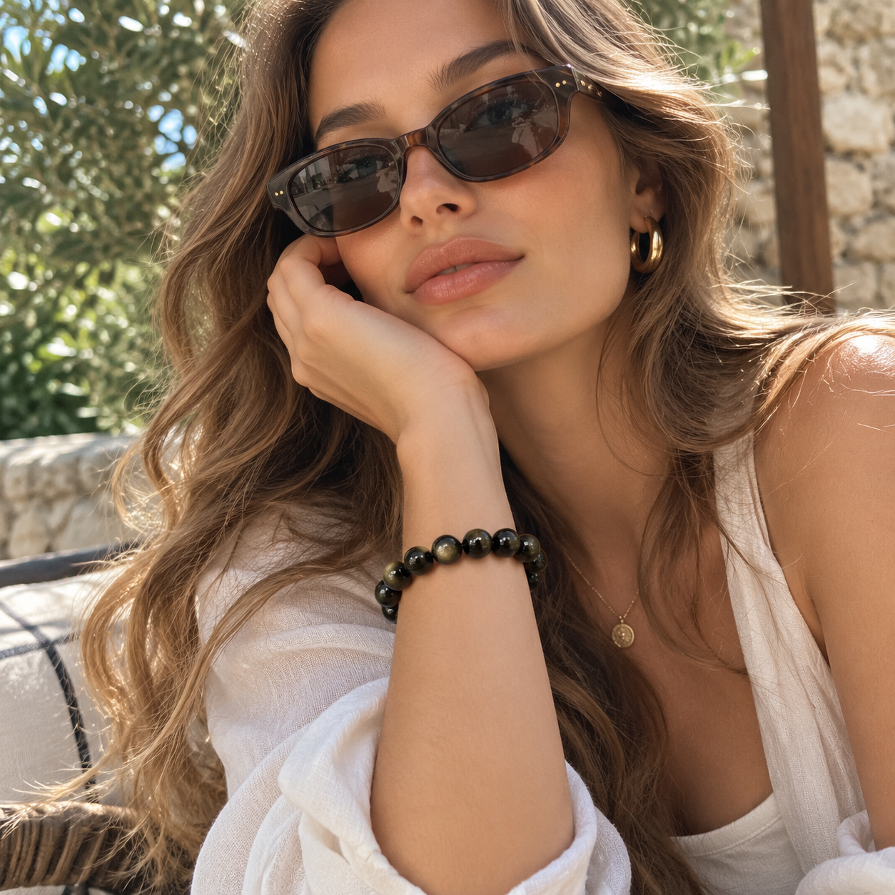Cat’s Eye Silver Obsidian Bracelet