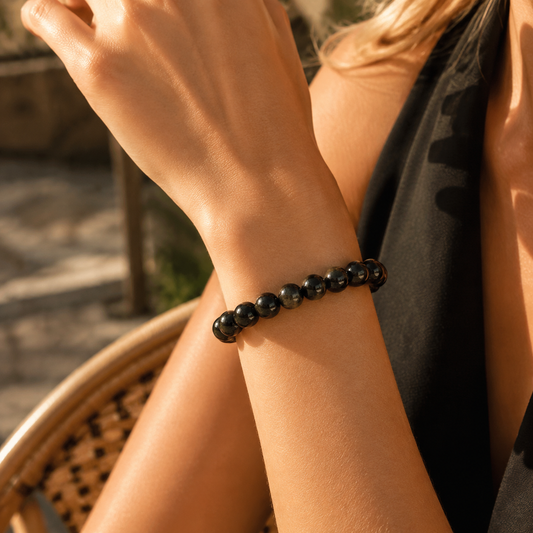 Cat’s Eye Silver Obsidian Bracelet